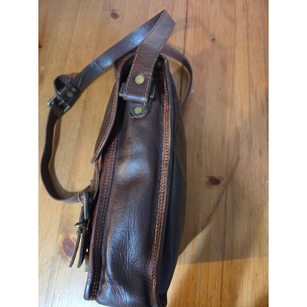 Vintage Handmade Goat Leather Satchel Messenger Crossbody Bag Med in Size - Picture 8 of 10